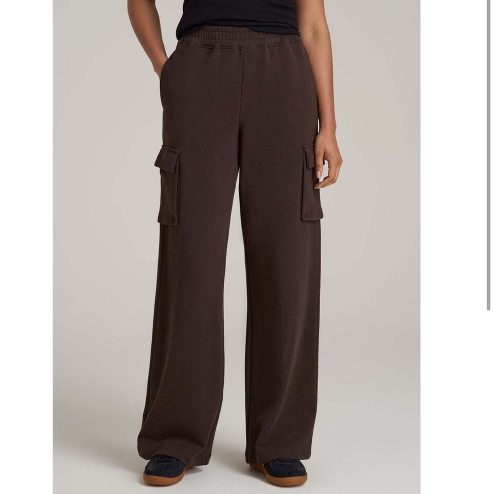 American Tall French Terry Wide Leg Cargo Sweatpants in Espresso
